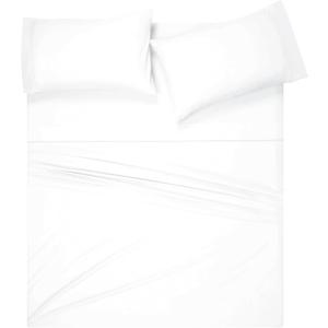 Belizzi Home Cotton Rich California King Sheet Sets - 4 Piece Deep Pocket Bed Sheets Set with Marrowing - Ultra Soft, Wrinkle Resistant, Quick Dry, Easy Care California King Sheets - White