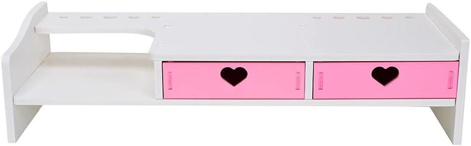 Kawaii Desk Organizer Cute Desk Organizer with Drawers Monitor Riser Stand Monitor Riser Computer Stand for PC, Laptop, Printer, 7.28 x 19.88 x 4.72 inches