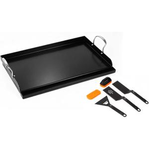 Updated 25" x 16" Cast Iron Griddle for Gas Grill, Nonstick Nanoceramic Stove Top Griddle for Gas Stove, Pre-Seasoned Flat Top Plate Insert for Outdoor Gas Grill, Camping, Tailgating, Parties