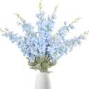 IPOPU 33.5 in Fake Flowers Delphinium Artificial Flowers Silk Flowers 6 PCS Light Blue Larkspur Artificial Flowers Long Stem Flowers for Tall Vase Home Wedding Party Decor (Light Blue)