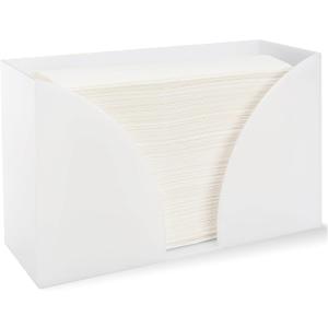 White Acrylic Countertop Paper Towel Dispenser - Freestanding Guest Towel Holder & Napkin Organizer for Bathroom, Kitchen & Office - Fits C-Fold, Z-Fold & Multifold Hand Towels, 10.75" x 6.5" x 4