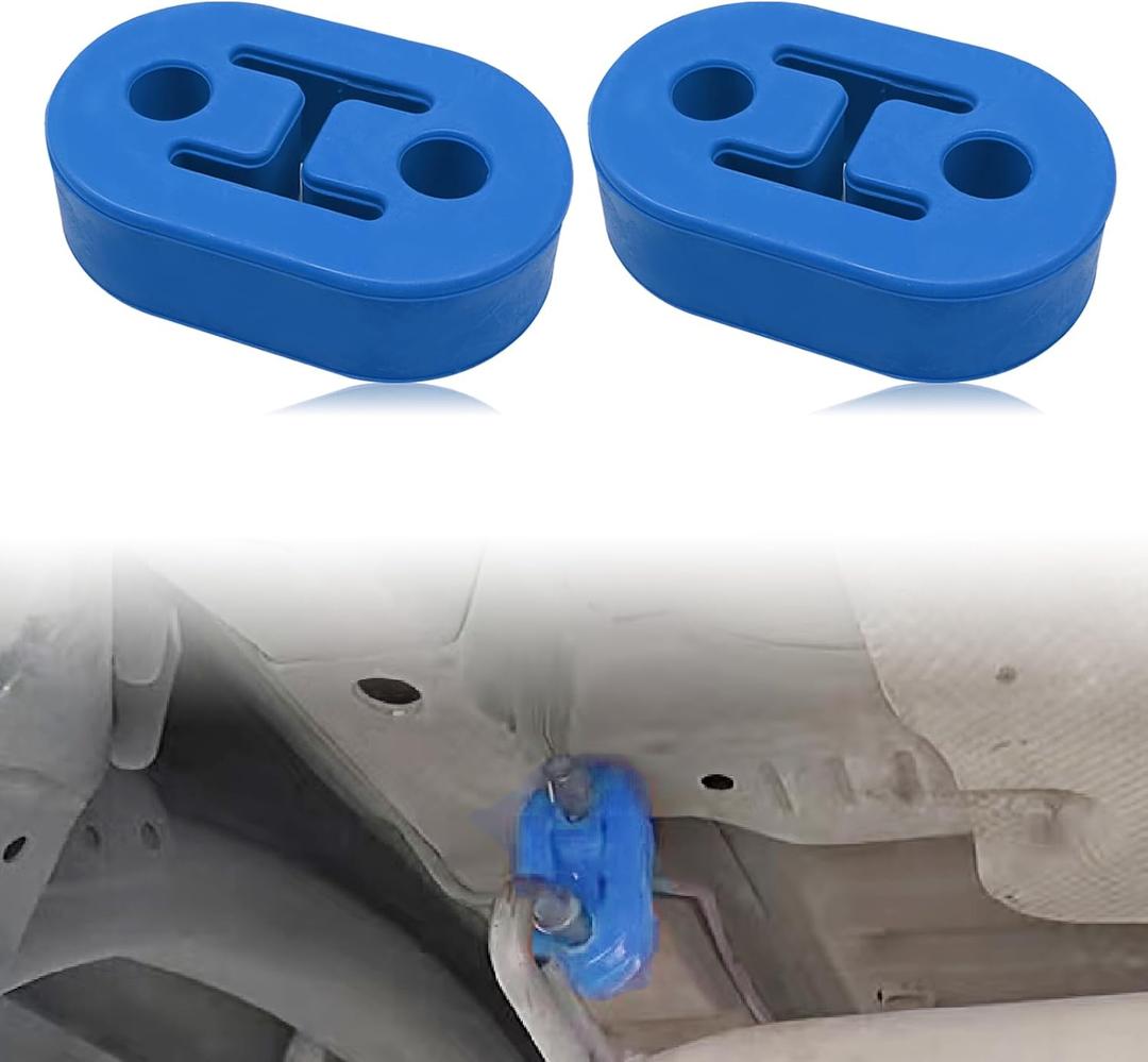 2Pcs Exhaust Hanger Rubber 2 Holes Adjustable Insulator Bushing Rubber Insulator High Density Rubber Universal for Car/SUV/Truck, Blue