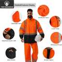 Hi Vis Rain Jackets for Men Reflective Waterproof High Visibility Class 3 Safety Rain Coat with Black Bottom, S-M