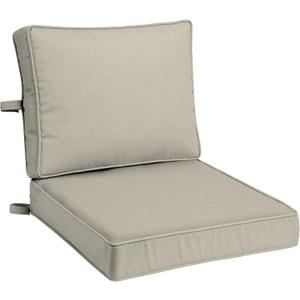 Arden Foam Outdoor Double Welted Deep Seat Cushion Set, 24 x 24, Made with ProFoam, Rain-Proof, Fade Resistant, Heathered Taupe Woven Solid