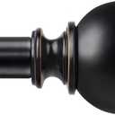KAMANINA Curtain Rods for Windows 48 to 84 Inches, Black Curtain Rod 32 to 86 Inches (2.6-7.1ft), 7/8 Inch Decorative Drapery Rod with Round Finials