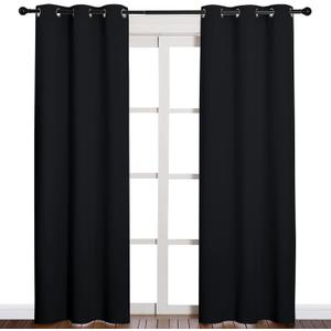 NICETOWN Thermal Insulated Black Blackout Curtains/Drapes 84 inches Length 2 Panels Set for Living Room, 42 inches Wide, Privacy Sound Reducing Room Darkening Draperies Window Treatment