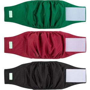 wegreeco Washable Male Dog Belly Band (Stylish Pattern)- Pack of 3 - Washable Male Dog Belly Wrap, Dog Diapers Male (Burgundy, Black, Jade, Large)
