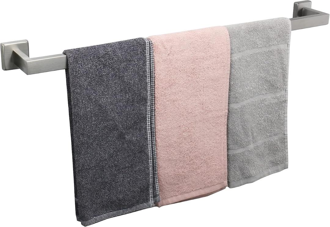TocTen Bath Towel Rack - Square Base Thicken SUS304 Stainless Steel Towel Bar for Bathroom, Bathroom Accessories Towel Rod Heavy Duty Wall Mounted Towel Holder. (Brushed Nickel, 30)