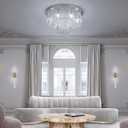Modern Chrome K9 Crystal Chandelier Flush Mount Ceiling Light, D22 x H13