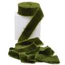 Green Velvet Ribbon 1 1/ 2 Inch 5 Yards Moss Green Frayed Edge Velvet Ribbon for Christmas Tree Gift Wrapping Flower Bouquet Baby Shower Christmas Decorations