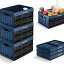 CleverMade Collapsible Storage Bins 32L 3 Pack  Heavy Duty Foldable Storage Bins with Built-In Handles for Garage Storage and Home Organization - Ocean