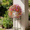 Homsunny Artificial Fake Hanging Flowers Plants for Outdoors 2 PCS Faux Silk Flower Outside UV Resistant No Fade Realistic Home Decor for Porch Patio Balcony Window Box Summer Decoration(Red Purple)