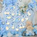 24Pcs One Silly Goose 1st Birthday Decor Silly Goose Hanging Birthday Swirl for Boys Blue Bow Silly Goose First Birthday Decorations for Funny Goose Theme 1st Birthday Party Supplies