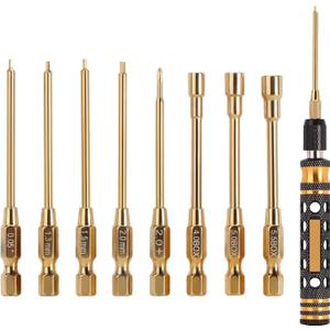 INJORA 8 in 1 RC Hex Screwdriver Nut Driver & Phillips Screwdriver Tool Set, 1/4" Drive Hex Bit Set, Allen Wrenches For 1/18 1/24 RC Mini Crawler Car Axial SCX24 AX24 FMS FCX24 TRX4M