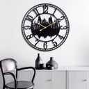 Wall Clocks for Living Room, Metal Black Castle with Metal Golden Retro Hands, Battery Operated Silent Non-Ticking Large Wall Clock for Bedroom Kitchen Living Room Home Decor,16x16Inch