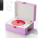 Rechargeable Leather CD Player with Speakers; Bluetooth Transmitter; Festival Gift; BGM Player for Home Dcor (Purple)