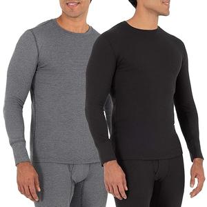 Fruit of the Loom Men's Recycled Waffle Thermal Underwear Crew Top (1 and 2 Packs), XL