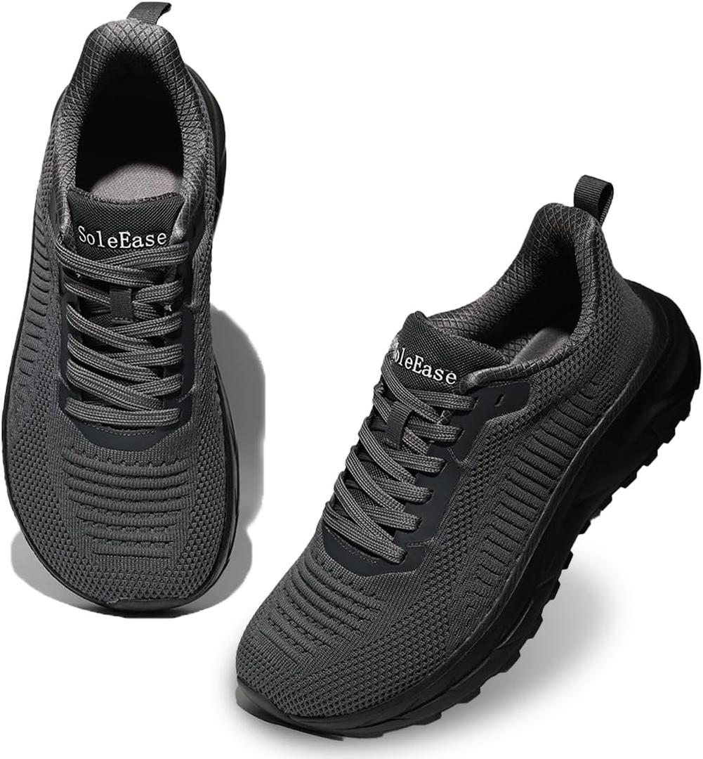 Wide Toe Box Shoes for Men, Lightweight Non Slip Walking Sneakers with Barefoot Feel, Breathable Trail Gym Shoes (Gray)