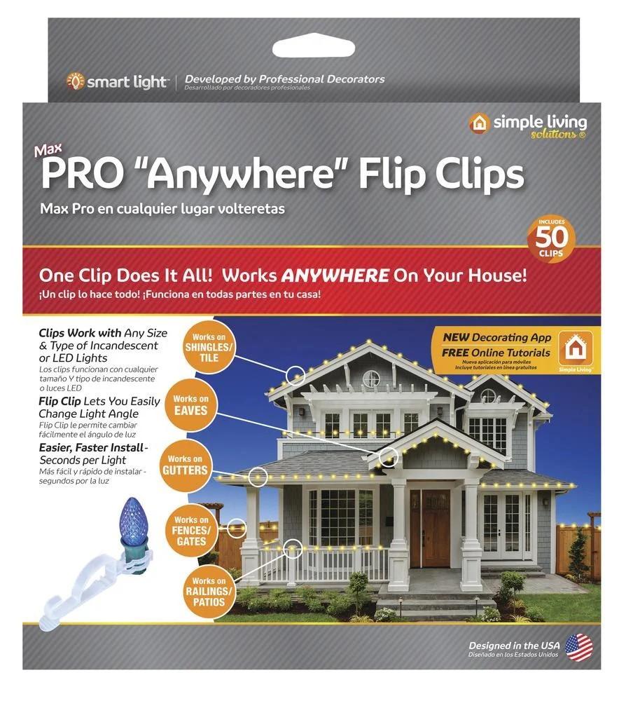 50 Count String Light Pro Anywhere Flip Clips, 3 Pack