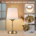 Vintage Gold Cordless Table Lamp with Remote and Touch Control, Wireless Small Led Battery Powered Rechargeable Portable Table Lamp, Dimmable 3 Color Mini Desk Lamp for Home Patio, 1Pack