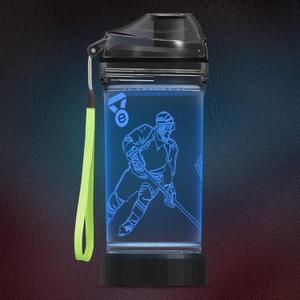 CoolGift Mart Hockey Gifts, Light Up 3D Hockey Player Water Bottle, 14oz Tritan BPA Free - Best Gift for 4 5 6 7-Year-Old Boys Girls- Kids Drinking Cup - Christmas Holiday