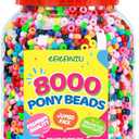 8000+ pcs Pony Beads Bulk for Bracelet Multi-Colored Making Beads for Hair Braiding DIY Crafts Kandi Jewelry Key Chains and Ornaments Decorations Boxed
