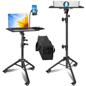 Projector Stand with Wheels, Laptop Tripod from 29" to 69" with Mouse Tray, Adjustable Height DJ Racks Stands with Gooseneck Phone Holder, for Office, Home, Stage, Studio, 1 Pack Black Projector Stand with Wheels, Laptop Tripod from 29" to 69" with Mouse Tray, Adjustable Height DJ Racks Stands with Gooseneck Phone Holder, for Office, Home, Stage, Studio, 1 Pack Black