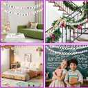 Kpop Theme Party Decorations Christmas Giant Friendship Bracelet Garland Kit Customizable Friendship Bracelet DIY Banner with Letters Plastic Balls DIY Supplies for Wedding Decor(Pink Color)