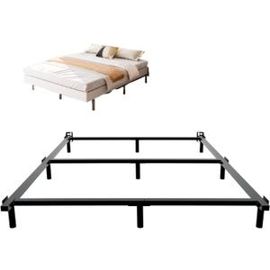9 Inch Metal Bed Frame Full Size, Compatible with Most Brand Box Spring Or Mattress, 9-Leg Support Bed Base, Headboard Attachable, Noise-Free, Easy Assembly, Black