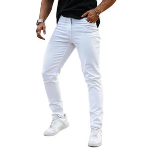 Heyfanne Mens Slim Fit Jeans Stretchy Denim Pants for Men Slim Leg All White 30x30, Size 30