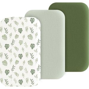Muslin Bedside Sleeper Bassinet Fitted Sheets, 3 Pack Cotton Baby Sheet for Boys & Girls, Soft, Compatible with Baby Delight, Dream On Me, AMKE and Other Rectangle Mattress (Leaf Green) Muslin Bedside Sleeper Bassinet Fitted Sheets, 3 Pack Cotton Baby Sheet for Boys & Girls, Soft, Compatible with Baby Delight, Dream On Me, AMKE and Other Rectangle Mattress (Leaf Green)