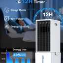 4-IN-1 Windowless Air Conditioner Portable w/3.2-Gal Tank for 24H Cooling, 4 Speeds &4 Modes, Waterless Alert System Swamp Cooler, LED Touch & Remote,12H Timer, Evaporative Air Cooler for Room