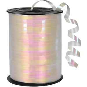 500 Yard Iridescent White PVC Curling Ribbon, 5mm Width, Art Deco Style, Perfect for Birthdays, Valentine's Day, Weddings, Special Occasions