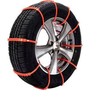 2025 Reusable Anti Skid Snow Tire Chains Car Winter Wheels Chain Universal Cable Tire Belts,10 Pack Red Non-Slip Zip Tie Tires Chain Emergency for Auto Pickup Trucks Suv