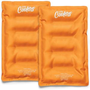 Cool Coolers 2 Pack Soft Ice for Coolers, Large Reusable Lunch Box Ice Pack, Flexible Stretch Nylon, Durable, Cooler Ice Packs for Lunch Boxes, Large Reusable Freezer Packs, by Fit & Fresh, Apricot