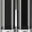 RANKADO Luxury Shower Soap Dispenser 2 Chamber No Drill,Soap Shampoo Conditioner Dispenser Bathroom Wall Mounted with Labels Hotel RV,(Silver Grey)