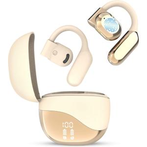 AI Powered Translator Earbuds, Real Time 144 Language Translation Earphone, Wireless Translation Device for Business, Travel, and Study, Works with iOS & Android(Beige)