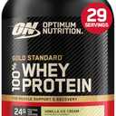 Optimum Nutrition Gold Standard 100% Whey Protein Powder, Vanilla Ice Cream, 2 Pound (Packaging May Vary) (EXP 08/01/28)