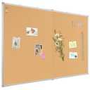 AMUSIGHT Double-Sided Large Cork Board, 60" x 36" Foldable Hanging Aluminum Framed Bulletin Board, Vision Board Pin Board Corkboards for Walls, Office, School Decor, 20 Pushpins