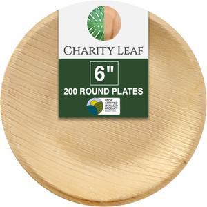 Disposable Bamboo 6" Round Plates (200 pieces) Bamboo Serving Platters, Disposable Boards, Eco-Friendly Dinnerware For Weddings, Catering, Events