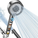 Filtered Shower Head with Handheld, High Pressure 4 Spray Mode Showerhead with Filters, Water Softener Filter Beads for Hard Water with ON/OFF Switch for Pets - Remove Chlorine (Gray)