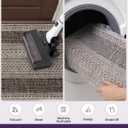 DEXI Dirt Trapper Door Mat, 31x60 Washable Doormat, Dirt Resistant and Absorbent, Easy Clean Low-Profile Floor Rugs for Entryway, Front Door, and Inside Entrance, Striped Brown