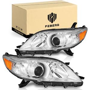 [OE Style Anti-Yellowing Headlights Assembly Compatible with 2011-2020 Toyota Sienna Headlamp Replacement Chrome Housing Amber Reflector Driver & Passenger Side