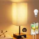 Sailstar Bedside Lamps, Table Lamp with USB C+A Charging Ports, 3 Way Dimmable Touch Control, Small Nightstand Lamps for Bedroom, Home Decor, Living Room, LED Bulbs Included, Upgraded Beige
