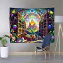 SHRAPHY Fantasy Library Tapestry Colorful Bookshelf Rainbow Plant Cactus Tapestries Gothic Aesthetic Art Wall Decor Tapestry for Bedroom 60x40 inches GTDWUH0022