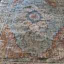 BESTSWEETIE 9x12 Area Rug Washable Rugs for Living Room, No Pile Boho Carpet for Entryway Bedroom Dinning Room, Vintage Carpet Print Distressed Non-Slip, 9 x 12 ft, Green Brick Rust Red