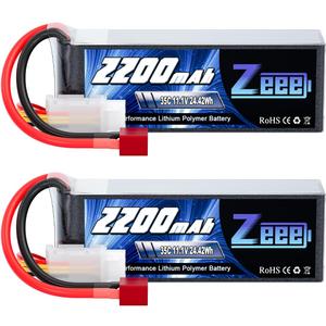 Zeee 3S LiPo Battery 2200mAh 11.1V 35C Soft Case Battery with T Connector for RC Airplane RC Quadcopter Helicopter Drone FPV (2 Pack)