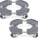 sanyi Plant Caddy with Wheels, 2 Pack Adjustable 15-21 Inch Rolling Planter Base Indoor Outdoor Large Plant Rollers Cart Dolly with Casters for Flower Pot Garden Tree Pot Holder Mover (Grey)
