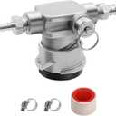 Low Profile Keg Coupler, 304 Stainless Steel D System Keg Coupler Space Saving Twist-Activated Homebrew Sankey Keg Tap with Safety Pressure Relief Valve and Connection Tape and Hose Clamp