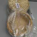 2 Pack Flower Girl Basket, Small Wicker Rattan Basket with Pearl Handle Ribbon Bow Plastic Liner, Decorative Flower Gift Basket for Wedding, Home Decor